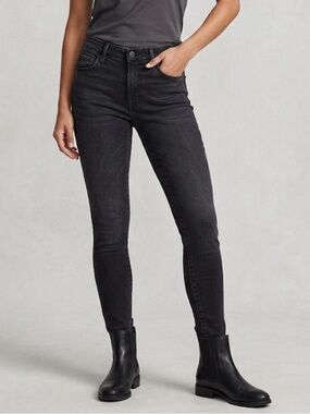 MOTHER Skinny Jeans in Washed Black